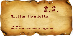 Mittler Henrietta névjegykártya